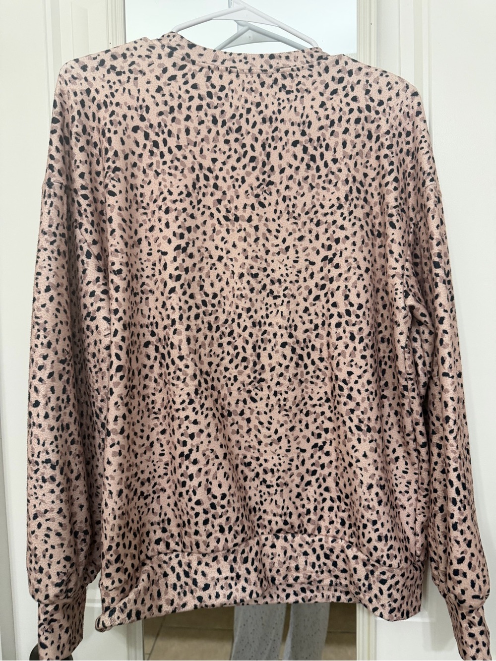 SHEIN Blush Pink Black Spotted Long-Sleeve Pullover